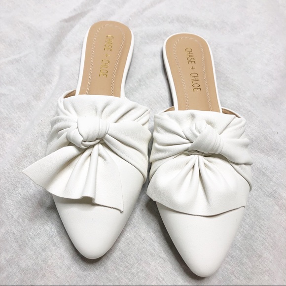 Chase + Chloe Shoes - NEW Chase + Chloe White Knot Mules